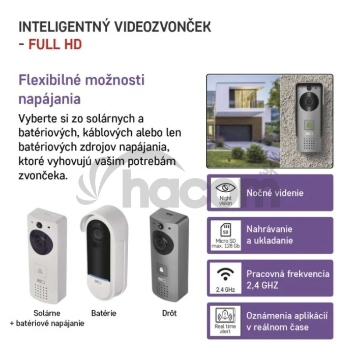 GoSmart Domový bezdrôtový videozvonček IP-09C s WiFi