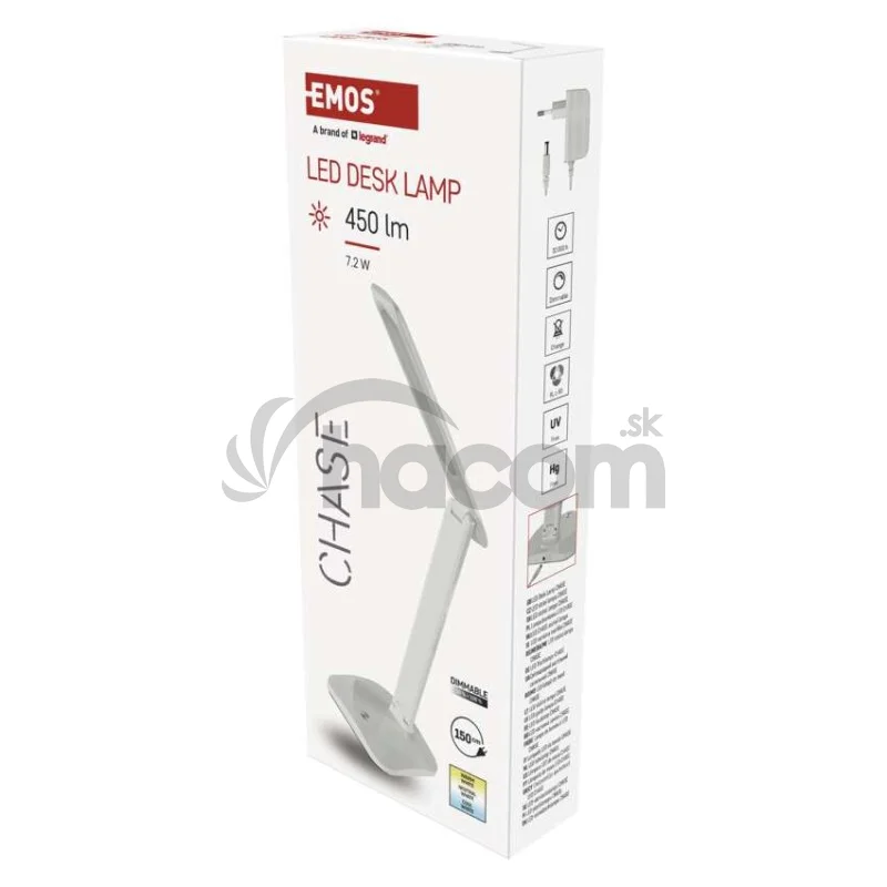 LED stolná lampa CHASE, biela