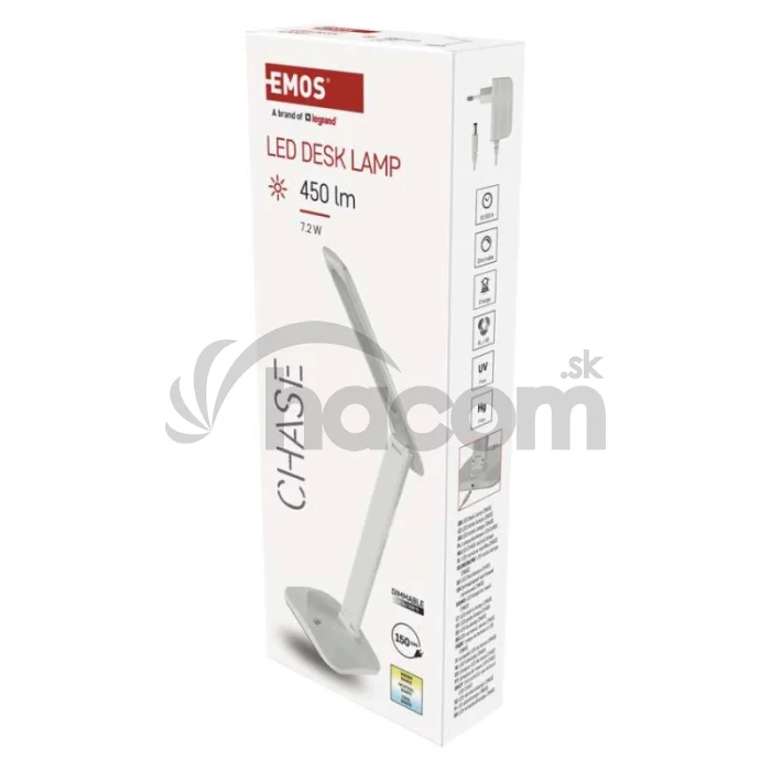 LED stolná lampa CHASE, biela