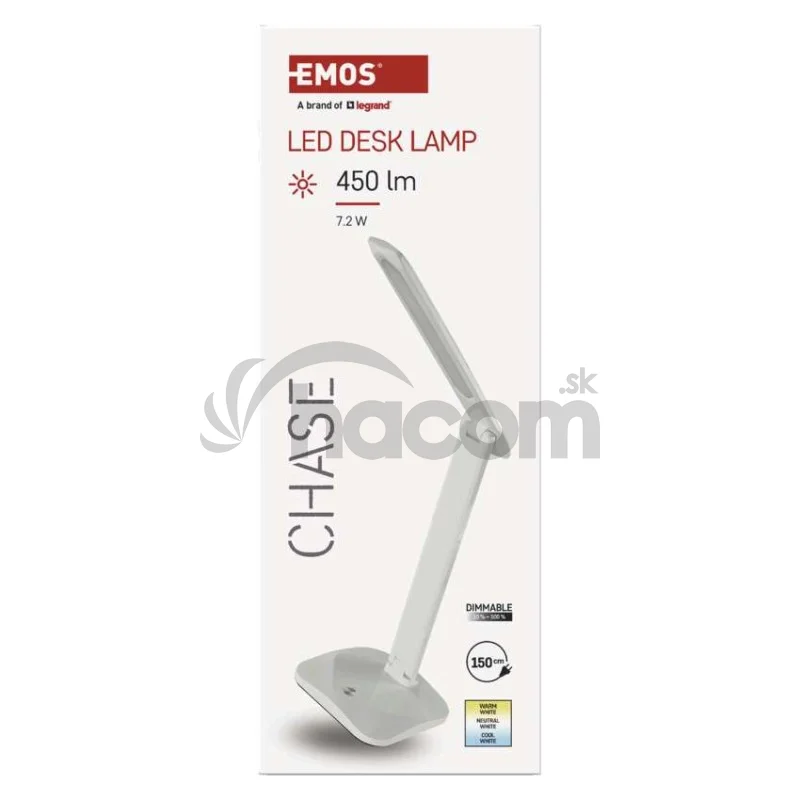 LED stolná lampa CHASE, biela
