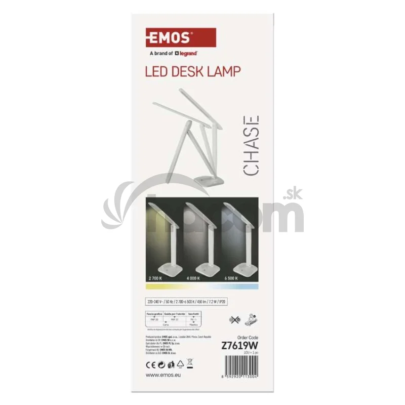 LED stolná lampa CHASE, biela