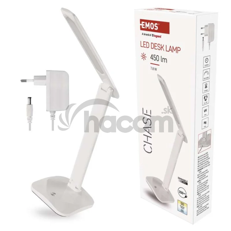 LED stolná lampa CHASE, biela