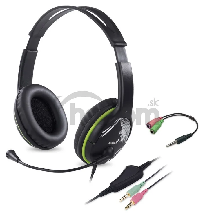 Slúchadlá s mik. GENIUS HS-400A green + redukcia