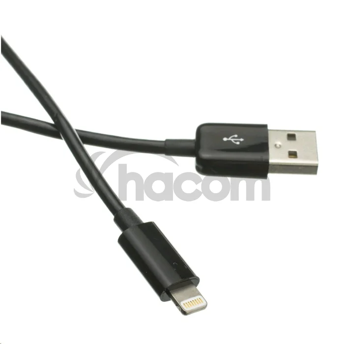Kábel C-TECH USB 2.0 Lightning (IP5 a vyšší) nabíjací a synchronizačný kábel, 1m, čierny