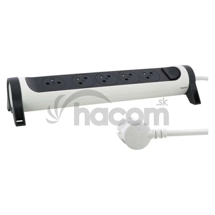 Legrand predlžovací kábel 1,5 m / 5 zásuviek / s vypínačom / biely-čierny / PVC / 1 mm2