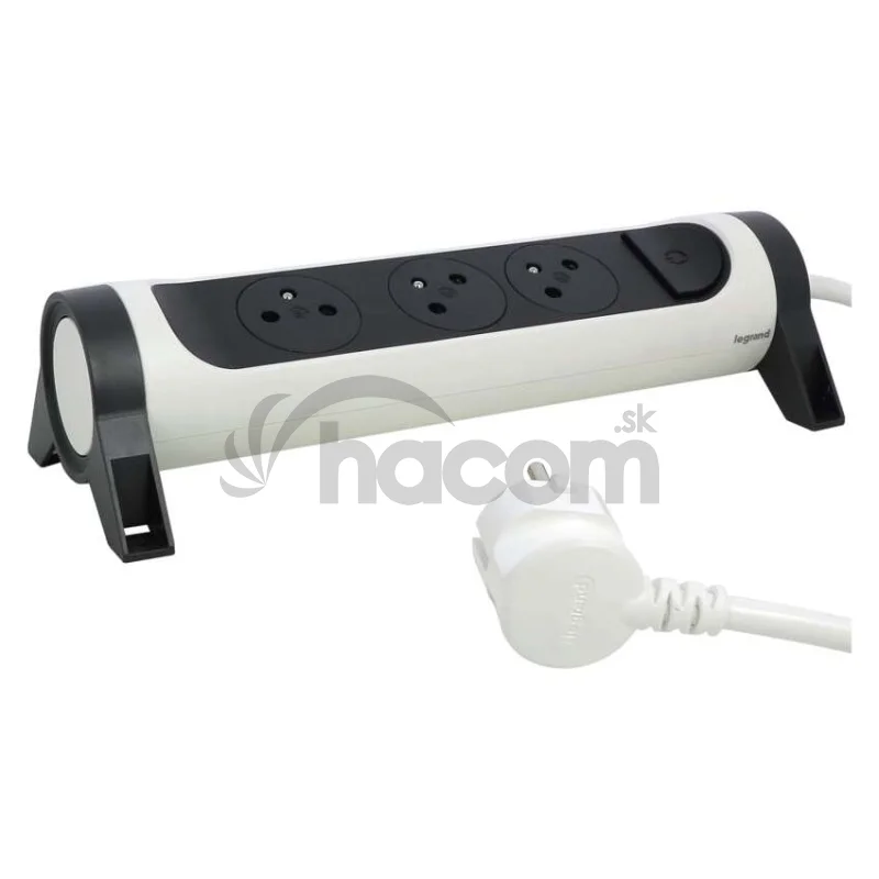 Legrand predlžovací kábel 1,5 m / 3 zásuvky / s vypínačom / biely-čierny / PVC / 1 mm2