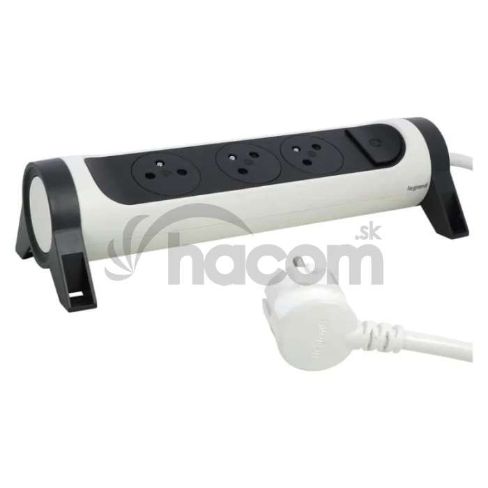 Legrand predlžovací kábel 3 m / 3 zásuvky / s vypínačom / biely-čierny / PVC / 1,5 mm2