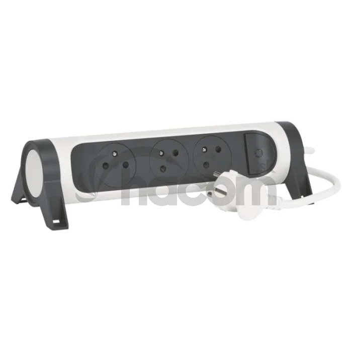 Legrand predlžovací kábel 3 m / 3 zásuvky / s vypínačom / biely-čierny / PVC / 1,5 mm2