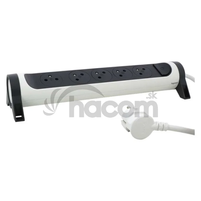 Legrand predlžovací kábel 3 m / 5 zásuviek / s vypínačom / biely-čierny / PVC / 1,5 mm2