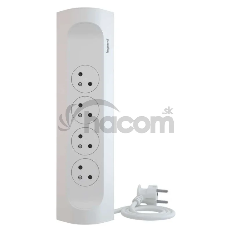 Legrand predlžovací kábel 1 m / 4 zásuvky / biely-čierny / PVC / 1,5 mm2