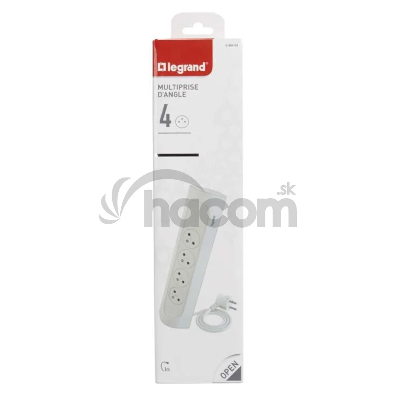 Legrand predlžovací kábel 1 m / 4 zásuvky / biely-čierny / PVC / 1,5 mm2