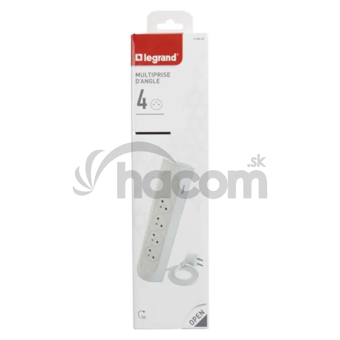 Legrand predlžovací kábel 1 m / 4 zásuvky / biely-čierny / PVC / 1,5 mm2