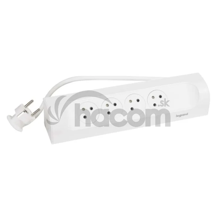 Legrand predlžovací kábel 1 m / 4 zásuvky / biely-čierny / PVC / 1,5 mm2