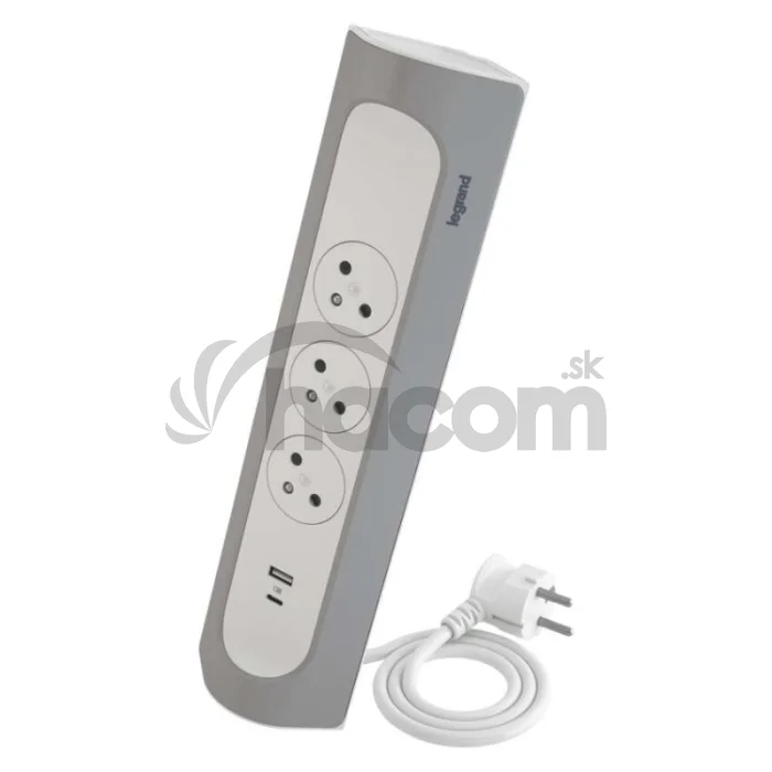 Legrand predlžovací kábel 1 m / 3 zásuvky / s USB / hliník-biela / PVC / 1,5 mm2