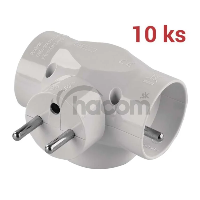 Rozbočovacia zásuvka 3× guľatá,