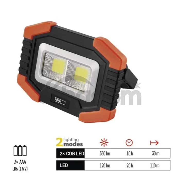 COB LED pracovné svietidlo P4112, 350 lm, 3× AA