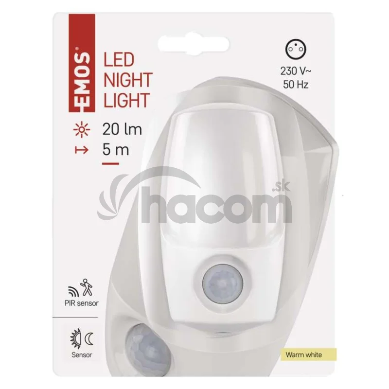 LED nočné svetlo P3318 s pohybovým čidlom do zásuvky