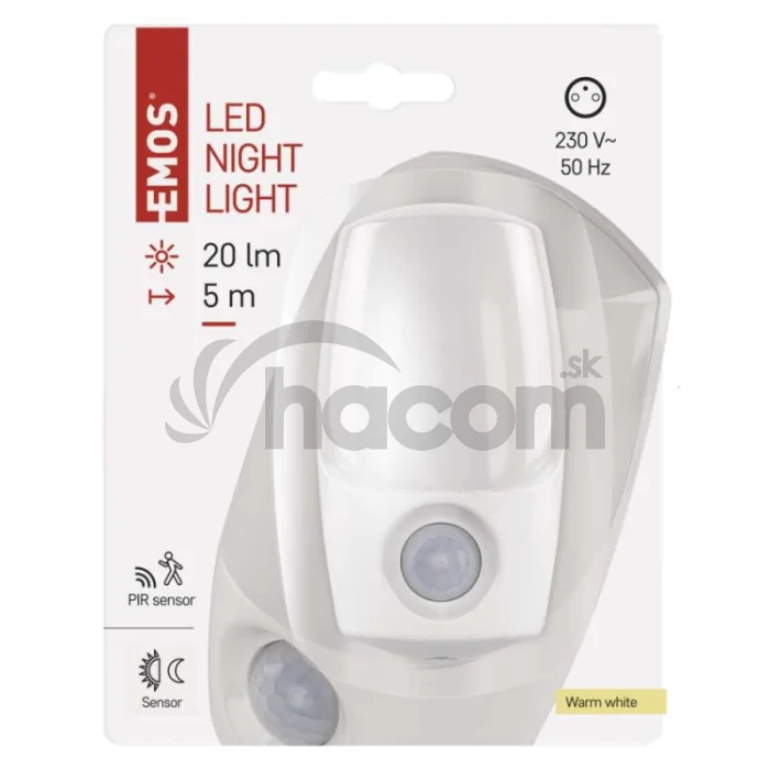 LED nočné svetlo P3318 s pohybovým čidlom do zásuvky