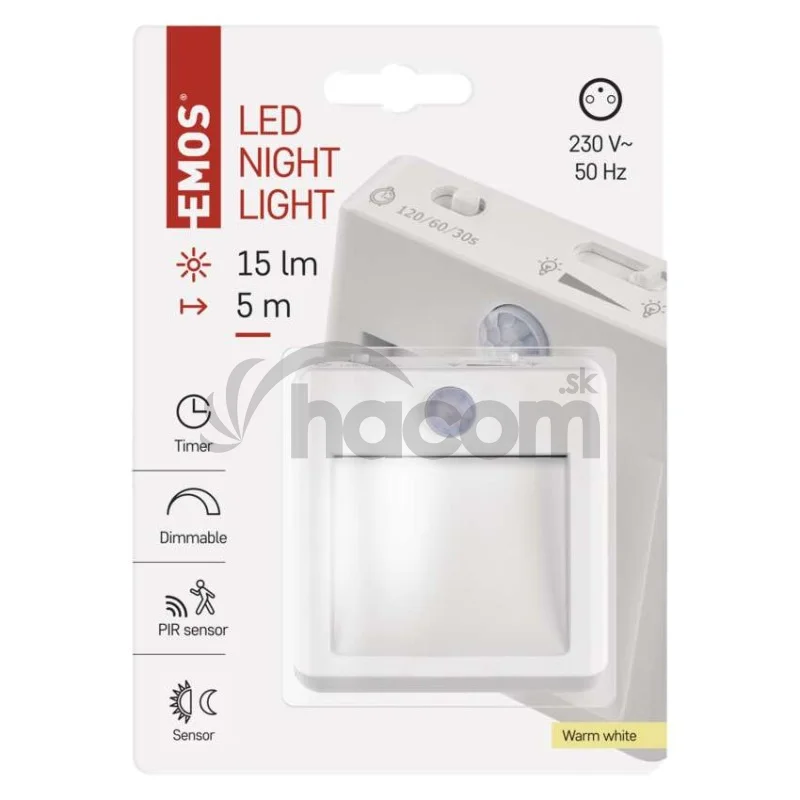 LED nočné svetlo P3319 s pohybovým čidlom do zásuvky