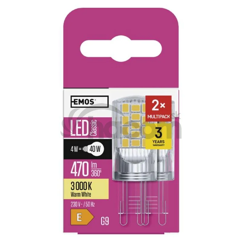 LED žiarovka Classic JC / G9 / 4 W (40 W) / 470 lm / teplá biela