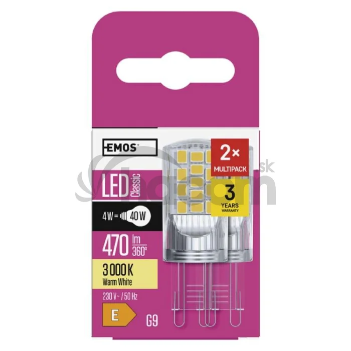 LED žiarovka Classic JC / G9 / 4 W (40 W) / 470 lm / teplá biela