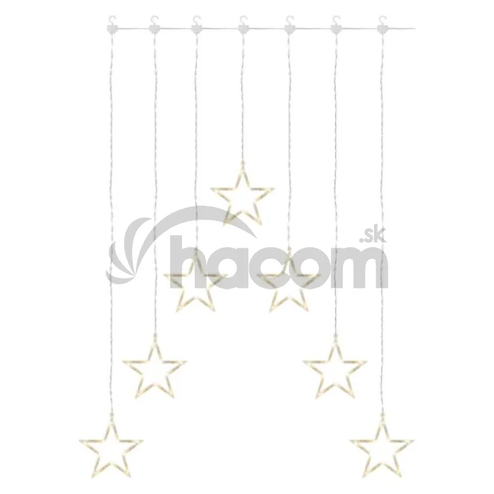 LED vianočný záves – 7 hviezd, 67x125 cm, vnútorný, teplá biela