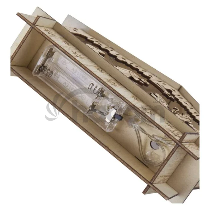 LED vianočný betlehem drevený, 15 cm, 2x AA, vnútorný, teplá biela, časovač