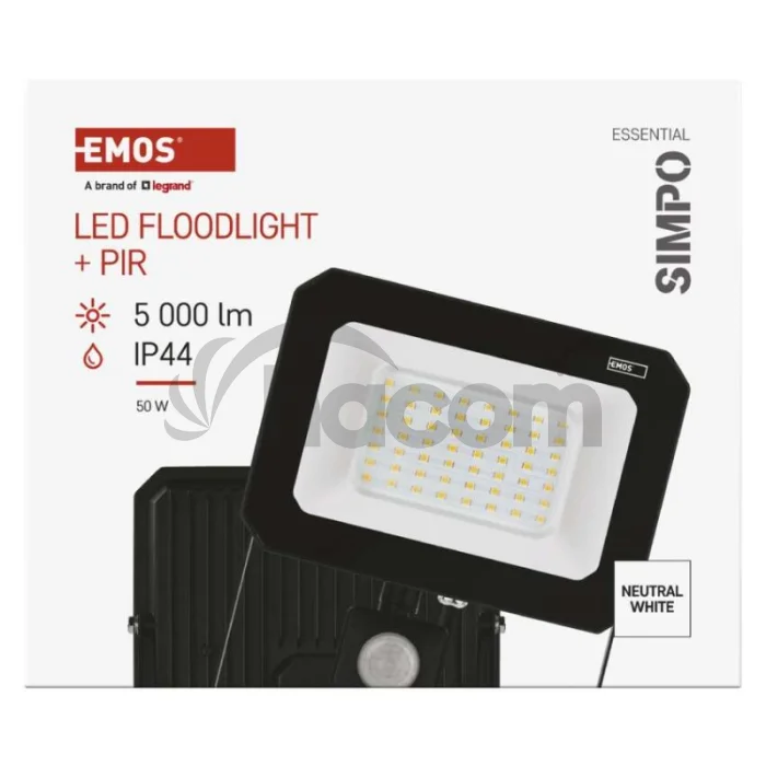 LED reflektor SIMPO s pohybovým čidlom 50 W neutrálna biela