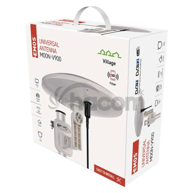 Anténa univerzálna VILLAGE MOON–V900, DVB-T2, FM, DAB, filter LTE/4G/5G