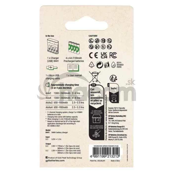 GP nabíjačka batérií Eco E441 + 4AA GP ReCyko 2100