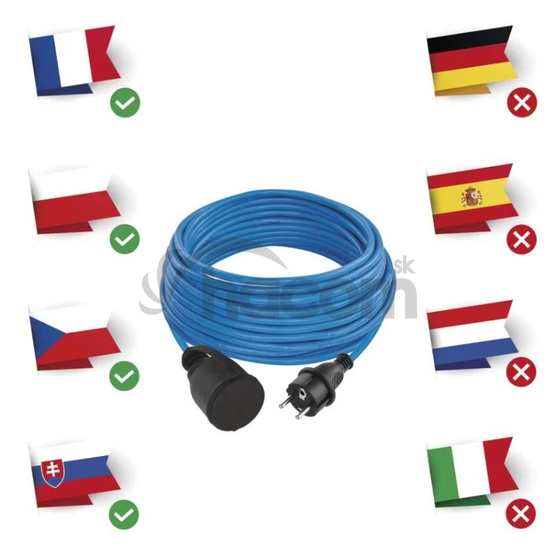 Špeciálny predlžovací kábel 20 m / 1 zásuvka / PVC / 230 V / 1,5 mm2