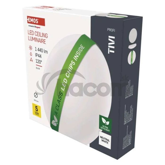 LED stropné svietidlo TIVI, A CLASS, okrúhle biele 8,6W, IP44, Neutrálna biela