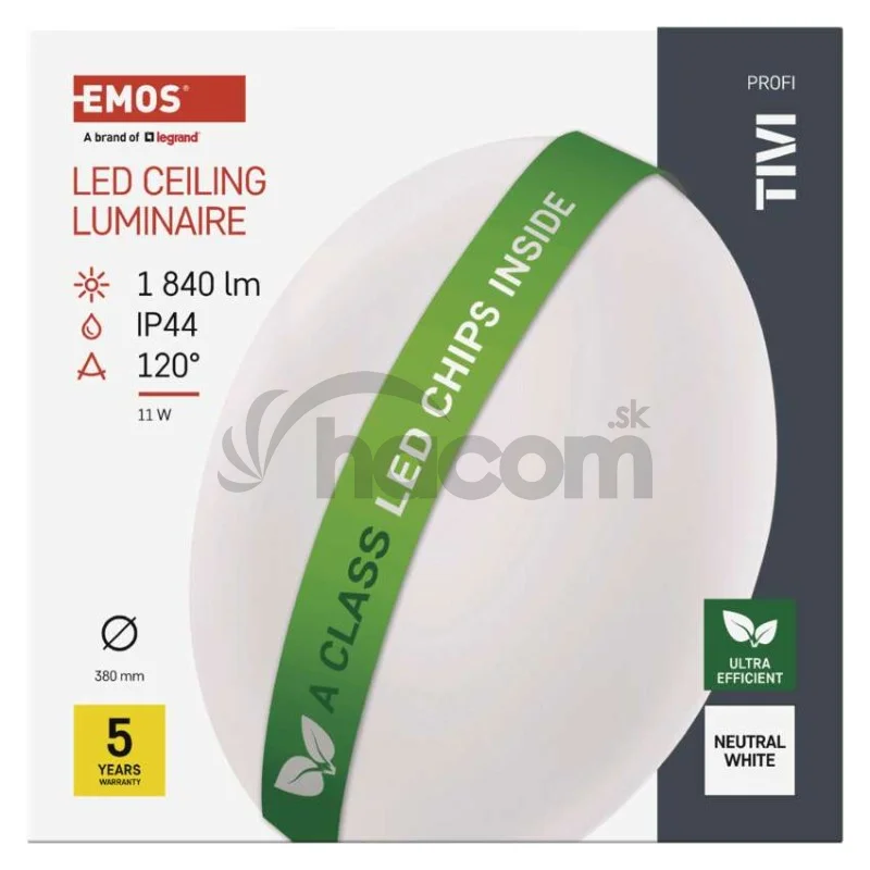 LED stropné svietidlo TIVI, A CLASS, okrúhle biele 11W, IP44, Neutrálna biela