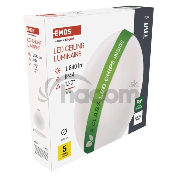 LED stropné svietidlo TIVI, A CLASS, okrúhle biele 11W, IP44, Neutrálna biela