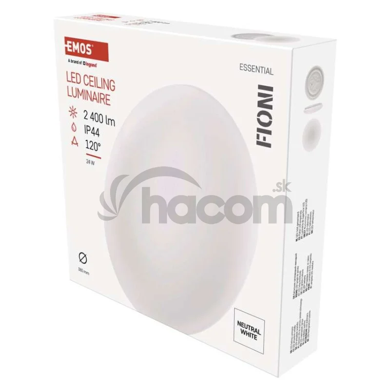 LED prisadené svietidlo FIONI, kruhové biele 24W, IP44, neutrálna biela