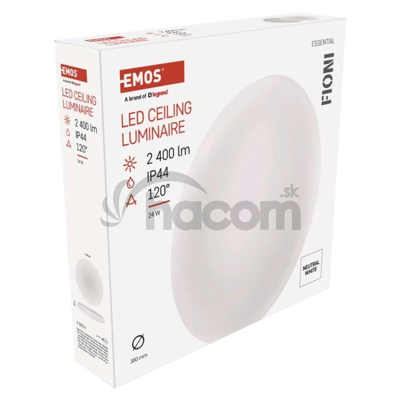 LED prisadené svietidlo FIONI, kruhové biele 24W, IP44, neutrálna biela