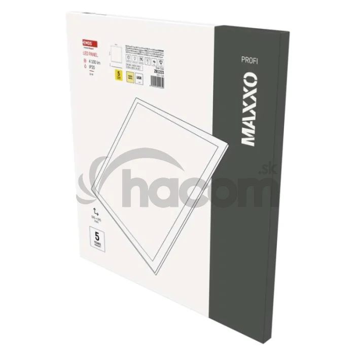 LED panel MAXXO 60 x 60 cm / 10 mm, 36 W, 4 100 lm, vstavaný, teplá biela, UGR<19, IP20
