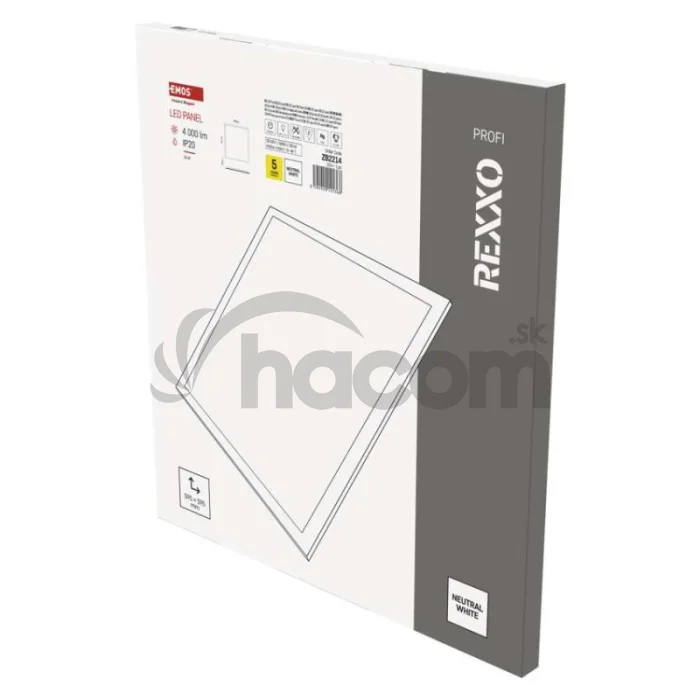 LED panel REXXO 60 x 60 cm / 24 mm, 36 W, 4 000 lm, vstavaný, neutrálna biela, IP20