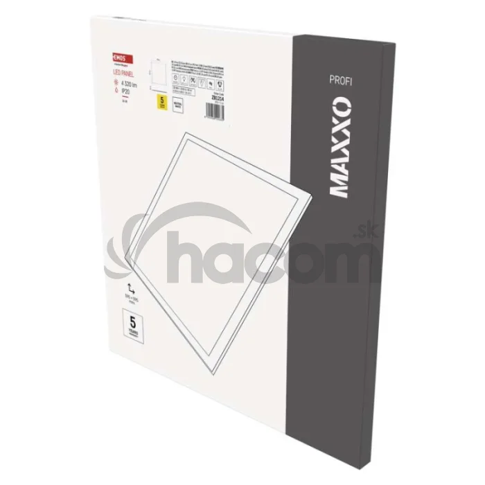 LED panel MAXXO 60 x 60 cm / 10 mm, 36 W, 4 320 lm, vstavaný, neutrálna biela, IP20