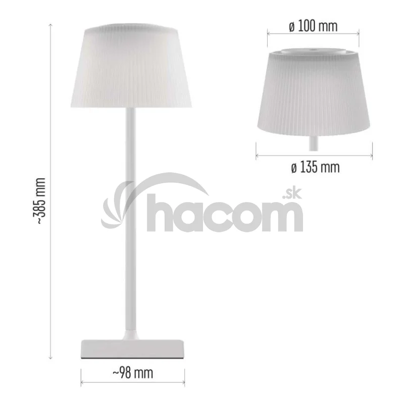 LED stolná lampa KATIE, dobíjacia, biela