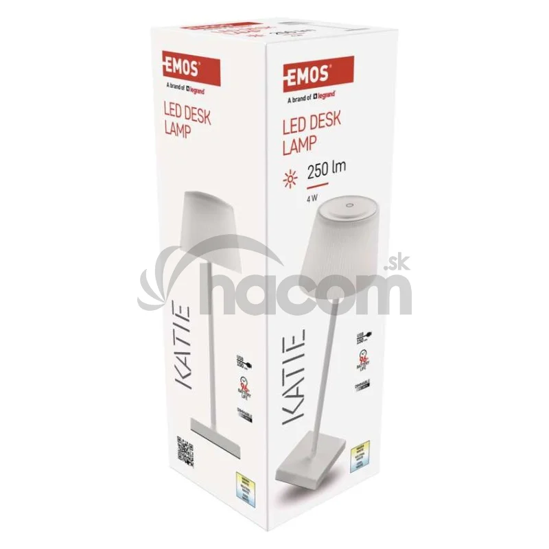 LED stolná lampa KATIE, dobíjacia, biela
