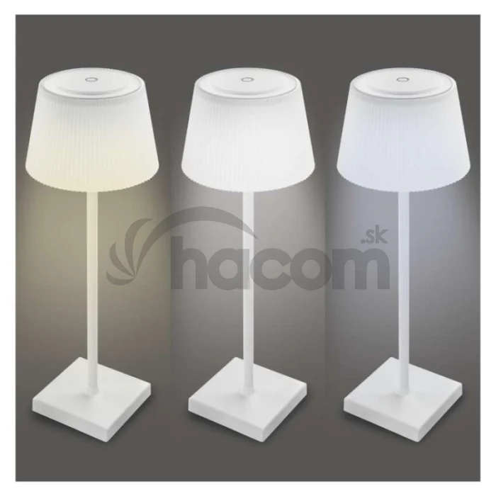 LED stolná lampa KATIE, dobíjacia, biela