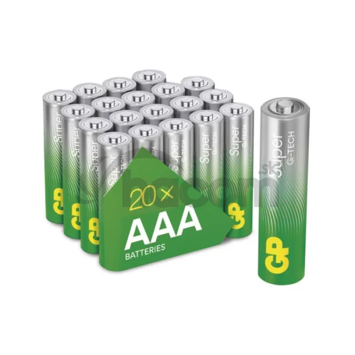 Alkalická batéria GP Super Alkaline LR03 (AAA), 20 ks