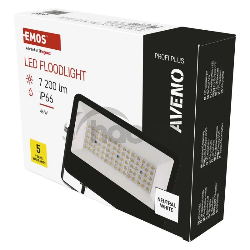 LED reflektor AVENO čierny, 48W neutrálna biela