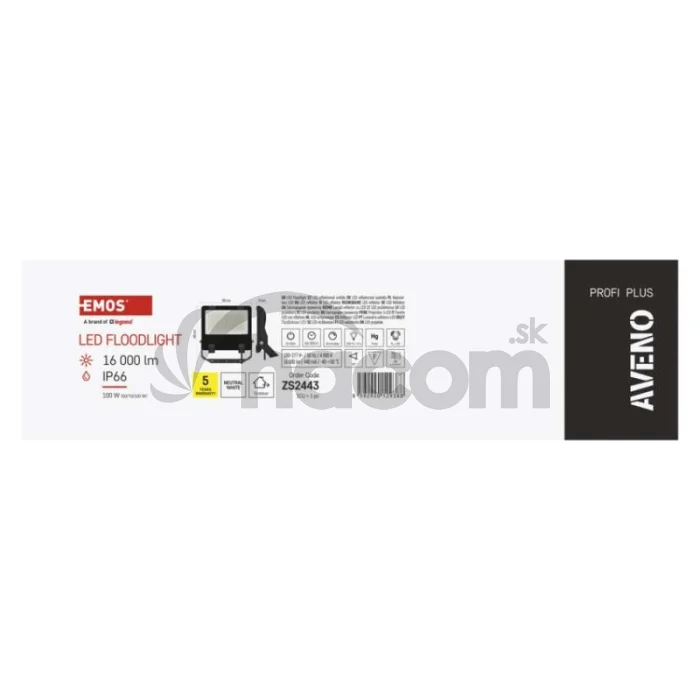 LED reflektor AVENO čierny, 100W neutrálna biela