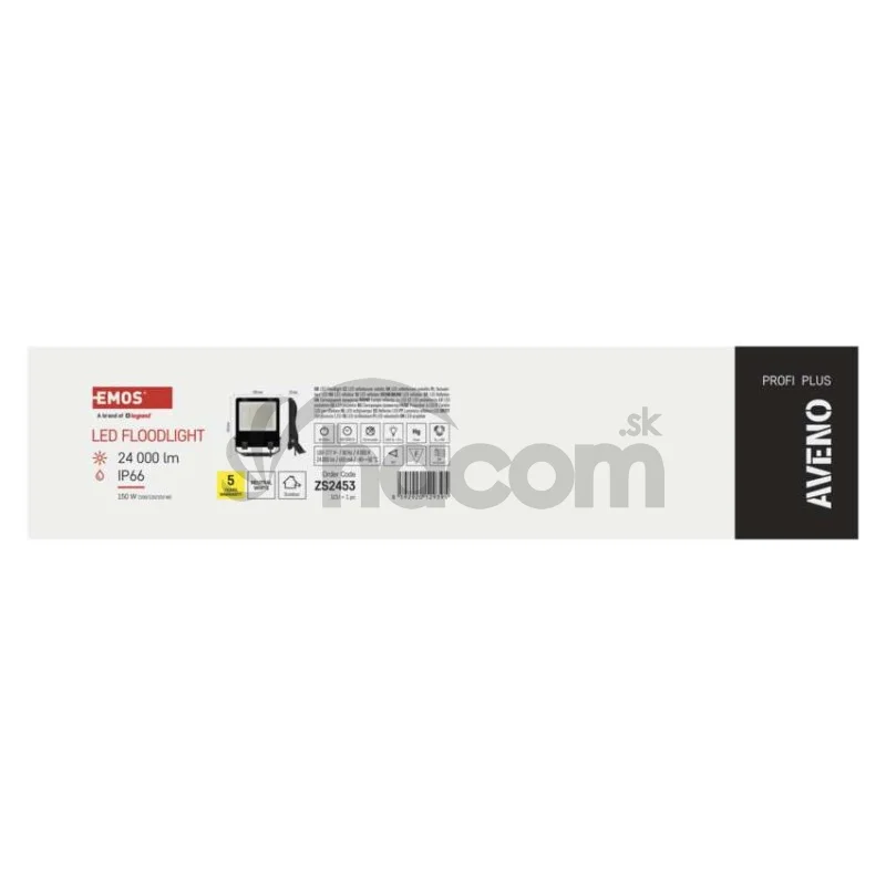 LED reflektor AVENO čierny, 150W neutrálna biela