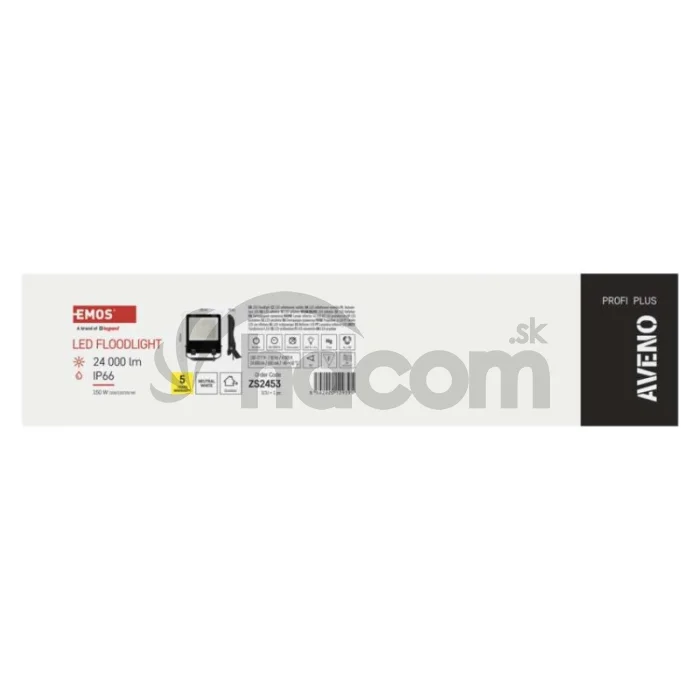 LED reflektor AVENO čierny, 150W neutrálna biela