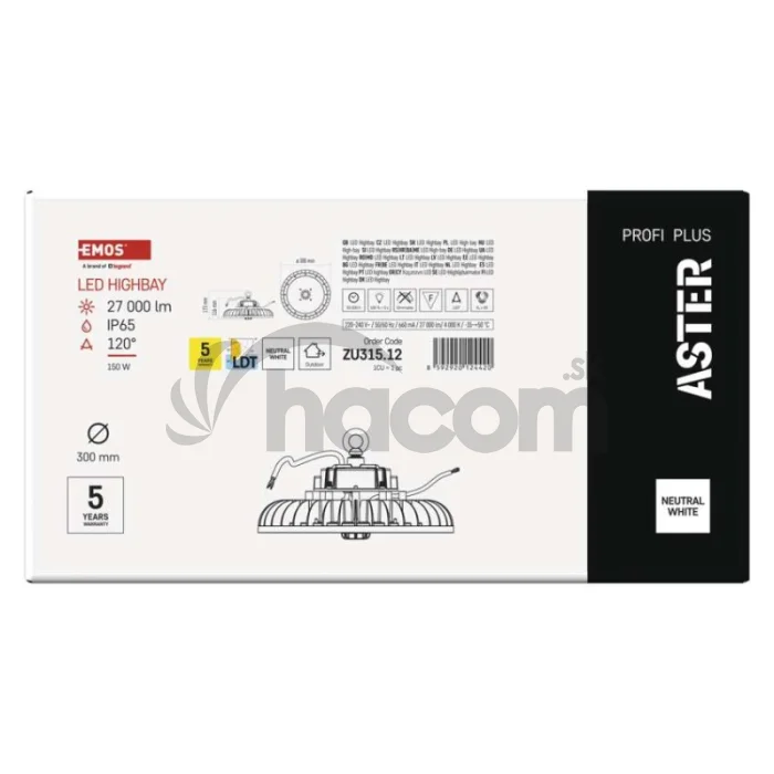 LED priemyselné závesné svietidlo HIGHBAY ASTER 120° 150W