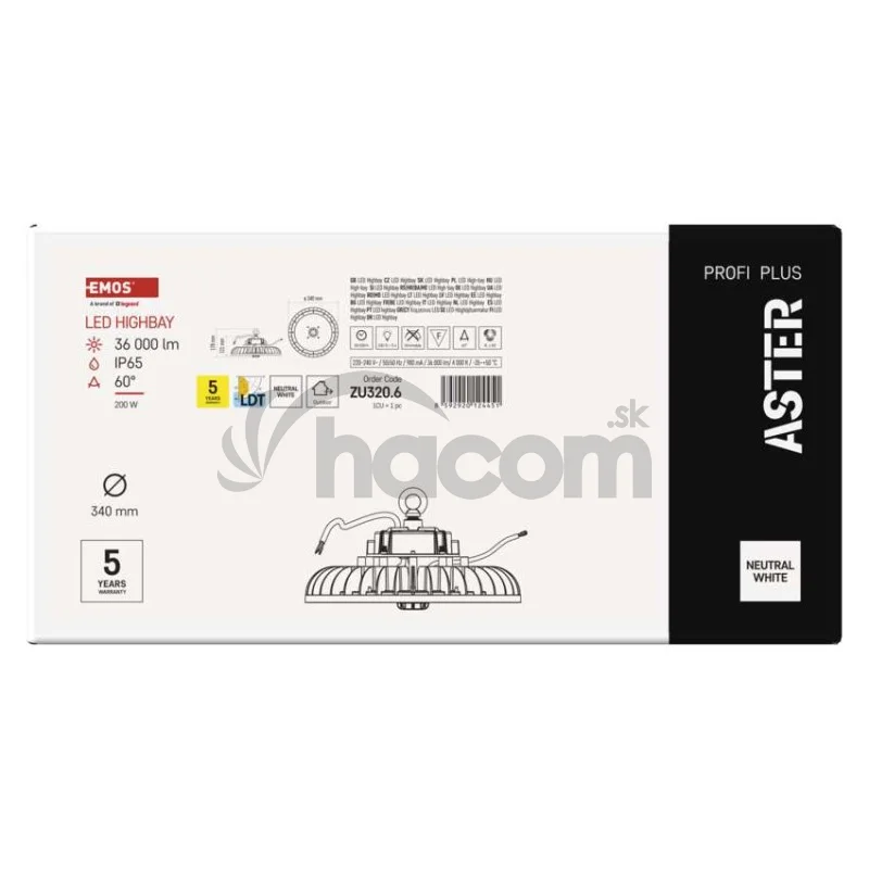 LED priemyselné závesné svietidlo HIGHBAY ASTER 90° 200W