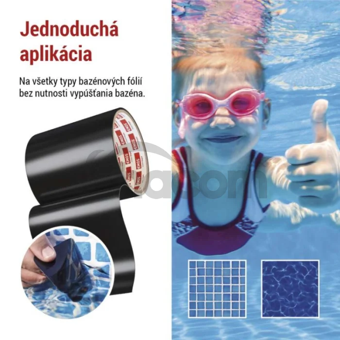 Opravná lepiaca páska na bazény, 1 m × 100 mm, čierna